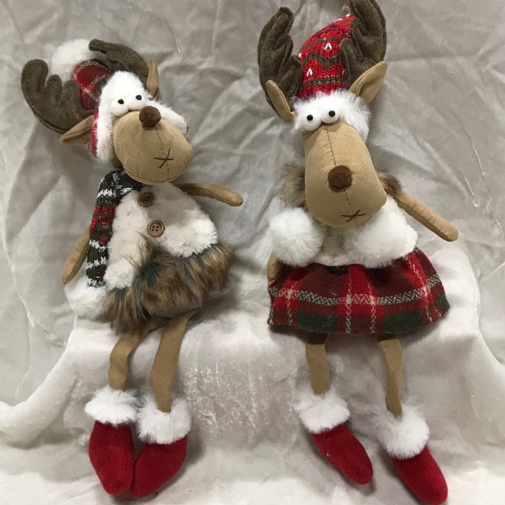 Mr & Mrs  Moose Doll Plush S/2 New